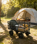 Heavy Duty Steel Dump Cart With 600 Lb Capacity Utility Wagon And Inflatable Ten Inch Tires near camping tent