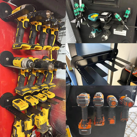 Magnetic Power Tool Organizer Wall Mount Rack With Screwdriver Holder And Removable Tool Rack Heavy Duty Cordless Drill Storage, holding multiple tools