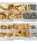 Pro Grade Hex Brass Standoff Kit For M2.5 M3 M4 PCBs And Motherboard Spacing With Male And Female Pillars Bolts Nuts Complete 210 Piece Assortment For Precise Stacking And Durable Builds in organizer box