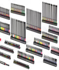 Impact Screwdriver Bits Set 217 Pieces All In One S2 Steel With Magnetic Bit Holder displayed in various colors and sizes