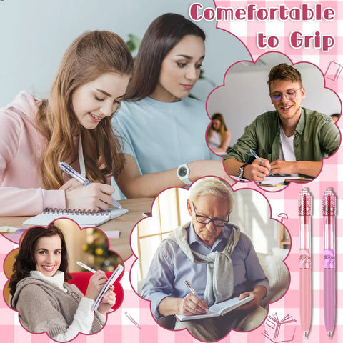 People using 12 Pack Fidget Spinner Pens For Adults With Black Gel Ink, Stress Relief Spinner Ball for writing and doodling.
