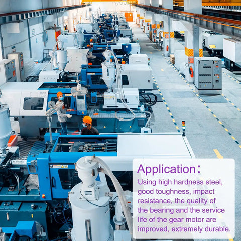 Industrial setting showcasing durable machinery with focus on longevity and application features of the gear motor.