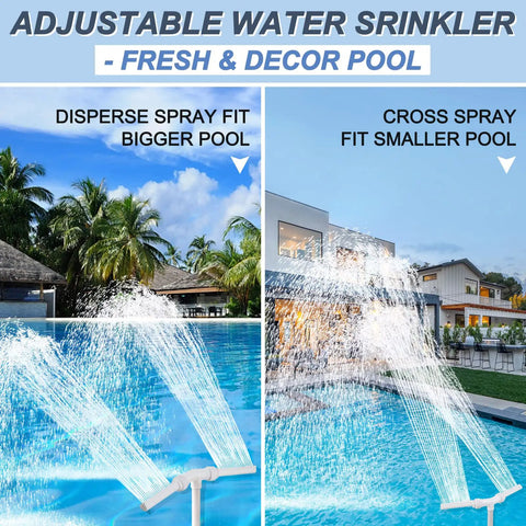 Dual Spray Head Pool Fountain Waterfall Kit With Two Heads For Above Ground And In Ground Pools Cools And Warms Water Faster