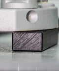 Close-up of Adjustable Router Jig Frame and Guide System for Cutting Square and Rectangular Recesses, Slots, and Face Panel Molds With a Router, Large 23.6 By 23.6 Inches Working Area, Four 27.6 Inch Extrusion Rails With Dual Metric Imperial Scales Varijig in use.