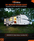 RV Slide Out Motor And Gear Housing Replacement For Accu-Slide Cable System displayed with RV at campsite