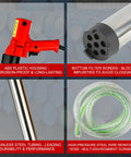 Heavy Duty 2480W Electric Drum Pump Cranks Out Rapid Fluid Moves With 36 Inch Stainless Steel Tube And 7 Foot Reinforced Hose showing plastic housing, steel tube, and reinforced hose.