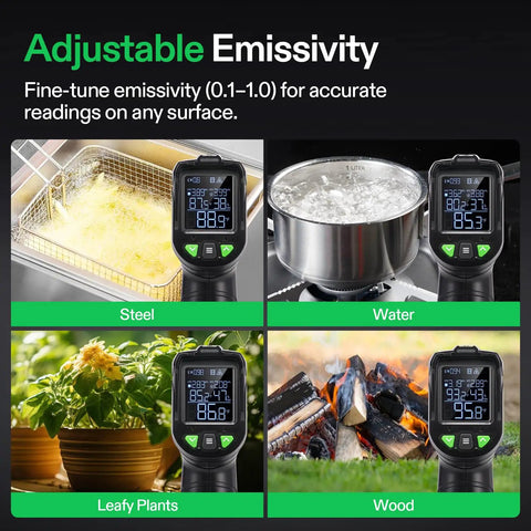 VPD Thermometer For Plants Handheld Environmental Monitor With Rapid Five Second Readings Tracks Leaf And Air Temperature Humidity And Vapor Pressure Deficit For Indoor Grow Rooms Home Gardeners And HVAC Techs adjustable emissivity for steel, water, leafy plants, wood