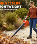 Person using Beast 3-In-1 Gas Leaf Blower Mulcher And Vacuum with 450 CFM Air Flow for leaf cleanup, lightweight 11.5 lbs
