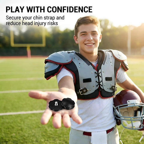 Football player holding Football Helmet Chinstrap Thumb Screws Kit for SpeedFlex Youth, Must Have Replacement Hardware Kit