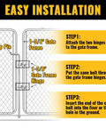 Installation diagram of Heavy Duty Gate Drop Rod One And Three Eighths Inch By Thirty Two Inch Cane Bolt For Chain Link Fence