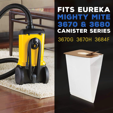 Replacement Dust Bags For Eureka And Sanitaire Mighty Mite Canisters MM Style 3670 3680 4100 4300 5180 Series Huge 9 Pack