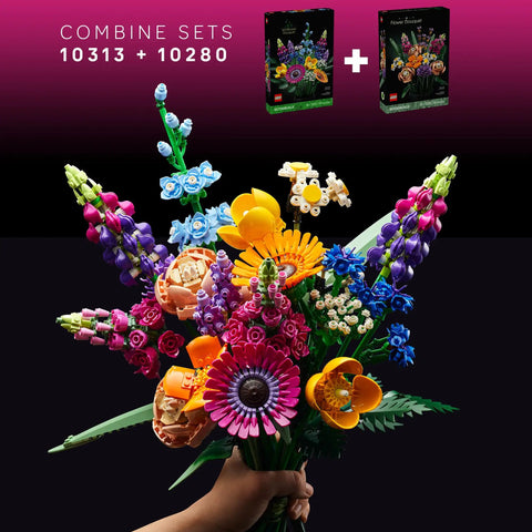 Botanical Flower Bouquet Building Kit With 15 Realistic Stems Like Roses Snapdragons Poppies Asters Daisies And Grasses For Adults hand-held LEGO bouquet set