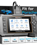 NT510 Pro OBD2 Scanner For Porsche Two In One Diagnostic Tool And 12 Volt Battery Tester on box with digital display