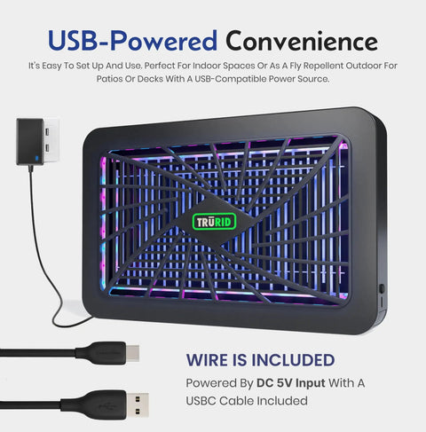 Powerful Indoor Bug Zapper With UV A LED That Kills Mosquitoes And Flies For Homes Offices And Patios, USB-powered design