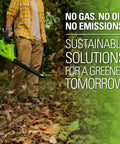 Person using 40V Cordless Leaf Blower With 150 MPH Air 135 CFM Turbo Concentrator Nozzle Tool Only in garden