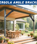 Installed Heavy Duty 12 Pack 45 Degree Angle Pergola Bracket Kit For 4x4 Lumber Gazebo Construction Open Corner Steel Brackets 3.6x3.6 Inch
