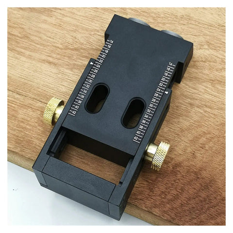Pro Grade Lightweight Aluminum Alloy Hole Locator Kit For Milling And Drilling 22mm Centering Drill Guide With Adjustable Thickness For Woodworking DIY Projects Orange, black aluminum tool with adjustment knobs