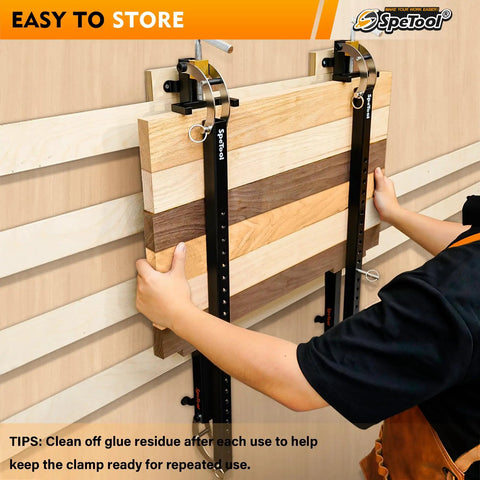 Go-To Heavy Duty 48 Inch Panel Clamp Set Two Pack With 4 Way Pressure Steel Parallel Clamps For Flat Panels, Dining Tabletops, Wide Doors And Woodwork, Adjustable Parallelogram Couplers For Precise Cutting Board Projects on glued wood panel