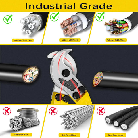 Heavy Duty 18 Inch Cable Cutter With Long Handle Hardened Carbon Steel Head cutting aluminum, copper, and telecom cables