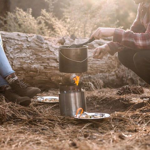 Pellet Adapter For Outdoor Camp Stoves turns your campfire into a pellet fueled smokeless safe burn stainless steel 6.1 inch diameter.