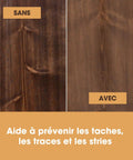Comparison of wood condition with and without Smooth As Butter Pre Stain Wood Conditioner for Blotch Free Even Coverage.