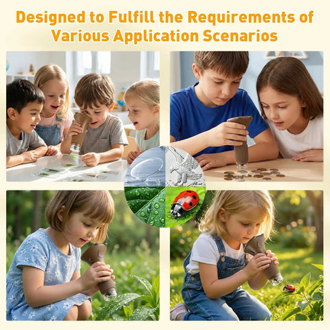 4K 1000X Digital Microscope For Curious Kids With 2 Inch IPS Screen Yellow Color Real 200-1000X Magnification in classroom and outdoors