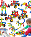 Child playing with 125-piece STEM Building Toys Set With 125 Pieces For Ages 3 4 5 6 7 8 And Up Boys And Girls Creative Engineering Blocks