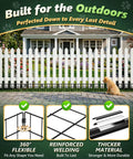 Image of No Dig Animal Barrier Fence Panels Set, 30 Pack, showing 4.2mm welded metal fencing for garden and yard with dog.