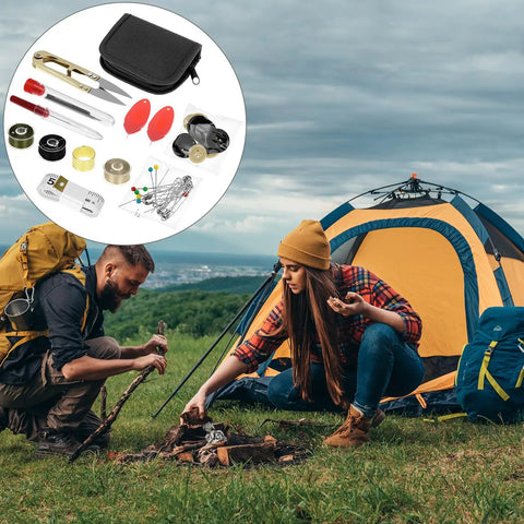 Rugged Tactical Sewing Kit For Field Repairs With Heavy Duty Nylon Zipper Case Military Buttons And Three Large Thread Spools