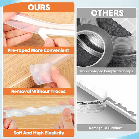 Legit Silicone Baby Proofing Edge Guards And Corner Protectors Heavy Duty Wall Bumpers showing easy-to-use pre-taped silicone edge guard.