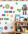 Gear Up Your Classroom With 52 Piece Robot Bulletin Board Set Featuring Gear Cutouts Robot Cutouts Bulletin Borders And Adhesive Dots