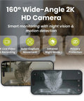 Super Slick Automatic Smart Pet Feeder With Crisp 2K Hd Camera And Nifty Smartphone App And 19 Cup Dry Kibble Dispenser For Cats And Dogs Keeping Them Fed On Autopilot With Voice Messages And Stress Free Scheduling showing 2K HD camera features.