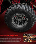 Close-up of 18 inch aluminum rim wheel of 125cc Go Kart With 3 Speed Semi Auto Transmission And Reverse in red color.