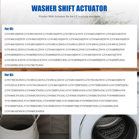 Washer Parts Kit Five Piece Set With Shift Actuator, Drive Belt, Clutch Spring And Pulley Replacement For Easy No Fuss Washing Machine Repair And Maintenance, Compatible With Most Front Load And Top Load Washers. washer shift actuator compatibility list for GE top-load washers