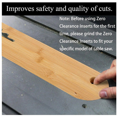 Inserting Three Piece Zero Clearance Insert Set on table saw for 36 725 725T2 5152 5000 5000T2, improves cutting precision.