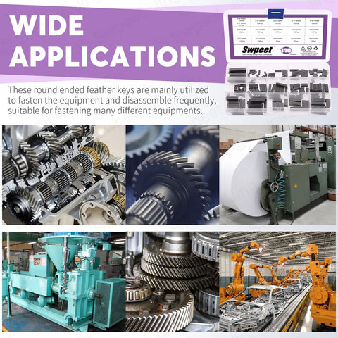 Heavy Duty Pro Grade Key Stock Set With 140 Pcs In 16 Sizes 3mm 4mm 5mm 6mm for mechanical projects and fasteners