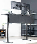 60 Inch Clamp-On Privacy Desk Skirt With Cable Management Sleeve And Wire Hider Kit on standing desk, black