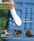Person inflating Ultralight Camping Sleeping Pad With Built In Pillow And Foot Pump 5 Inch Thick Inflatable Mat by foot.