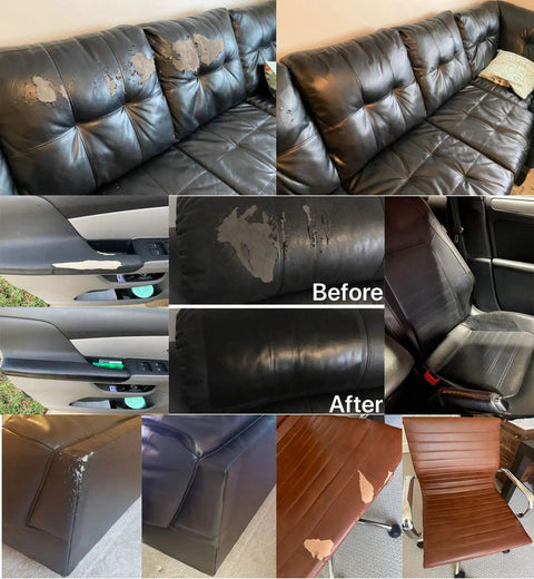 Leather Repair Patch Tape Kit DIY Two Pack 3X55 Inch Self Adhesive Refinisher Cuttable applied on sofas and car seats