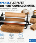 Manual Honeycomb Paper Dispenser Featuring A Smooth Crank Handle For Hassle Free Kraft Cushion Wrap And Compact Tabletop Packing Station To Keep Fragile Goods Totally Secure, displaying ease of use.