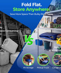 Comparison of bulky jugs and the compact 1000L Portable Collapsible Water Bladder Tank For Camping And RV Use on shelves and in storage