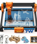 ACMER laser engraver machine, 7W, orange/black frame, 300×300 mm engraving area, front view