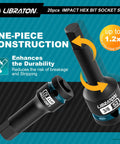 Impact Hex Bit Socket Set Half Inch Drive S2 Alloy Steel 20 Piece Metric And SAE with focus on one-piece construction