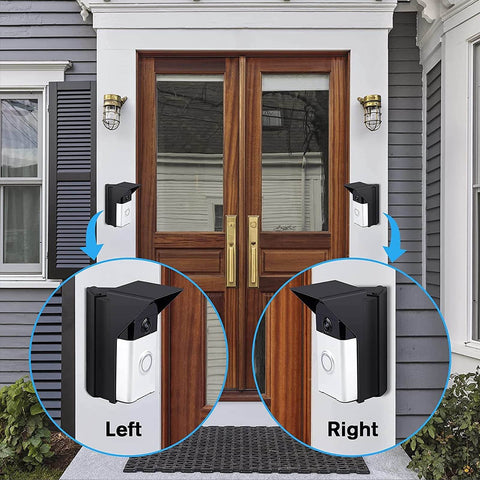 Adjustable 30 To 60 Degree Doorbell Angle Mount For Blink Doorbell And Nest Battery Easy Install No Fuss Setup shown installed on wooden door