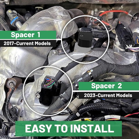 MAP Sensor Relocation Spacer Kit For 2023 To 2025 Chevy Silverado And GMC Sierra 2500HD 3500HD With 6.6L L5P Duramax Diesel, installed on engine