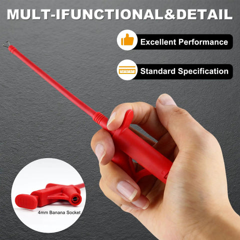 Professional Flexible Test Hook Clip Set For IC Probes And High Voltage Insulation, Grabbers And Jumpers For Multimeters And Clamp Meters, Ideal For Automobile Inspections, Red And Black