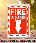 7 Inch By 10 Inch Fire Extinguisher Sign Made From Rust Free Aluminum With Bold Text And Symbol For High Visibility Easy Install