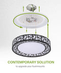 Loft Series 20 Inch LED Flush Mount Ceiling Light In Matte Black Dope Look 42W 2475LM Adjustable 2700K To 5000K Dimmable Ceiling Fixture exploded view