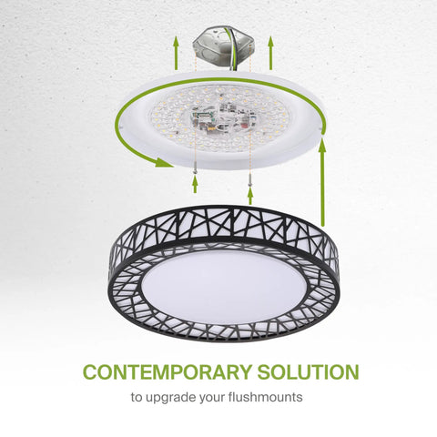 Exploded view of 20 Inch LED Flush Mount Ceiling Light With 42W 2475LM ETL Certified Adjustable 2700K To 5000K Dimmable Fixture