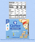 My First Fruits Starter Kit Banana Pear Apple Puree In 2 Ounce Tubs Set Of Six packaging with nutrition facts on blue background